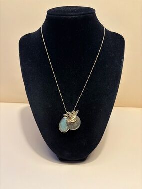 Gold Tone Charm Pendant Necklace 17”+2”